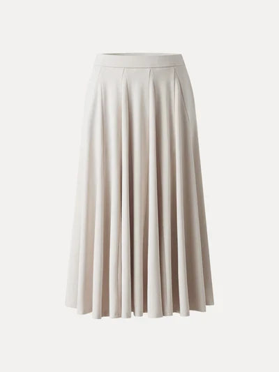 Mid Rise Elastic Waist Godet Hem Flowy Lyocell Midi Skirt