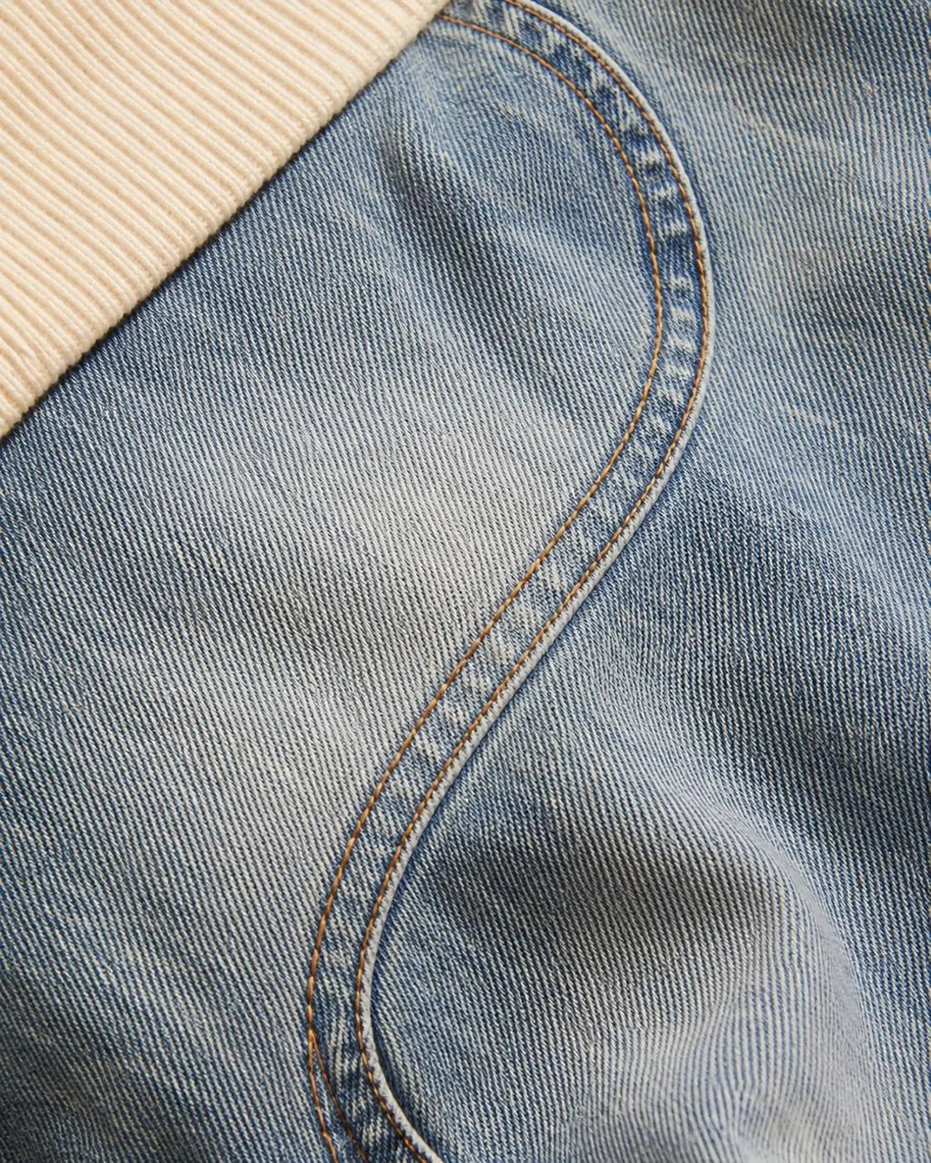 Vintage Light Wash Curved Stitch Low Rise Fold Over Waist Wide Leg Jeans