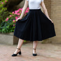 High Waist Elastic Waistband 100% Cotton Twirl Midi Skirt